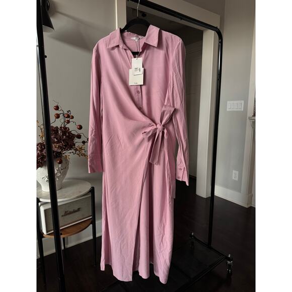 TIBI VISCOSE TWILL SHIRTDRESS PINK MIDI
WRAP - Picture 6 of 9